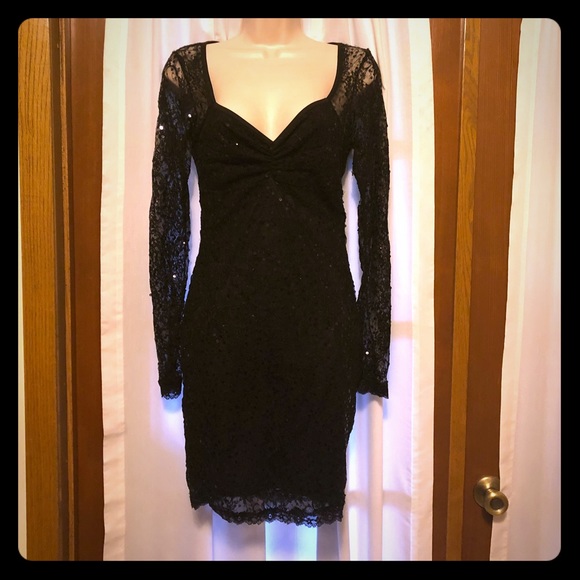 Victoria's Secret Dresses & Skirts - VS Long sleeve sequin and lace black dress